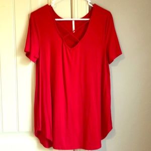 Bright Red Criss Cross neckline tip